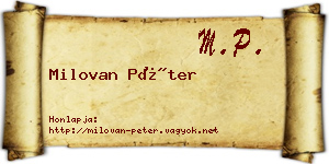 Milovan Péter névjegykártya